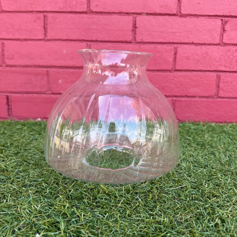 Vtg Hurricane Lampshade Clear Ribbed Glass Hurricane Chimney Mid Century Cottage